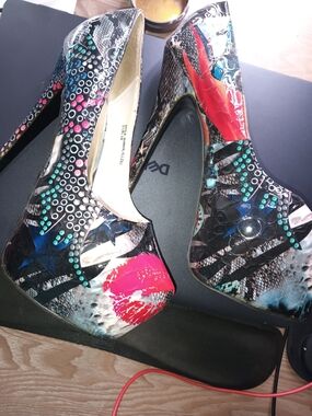 Bold Multicolor Patent Platform Pumps - Women